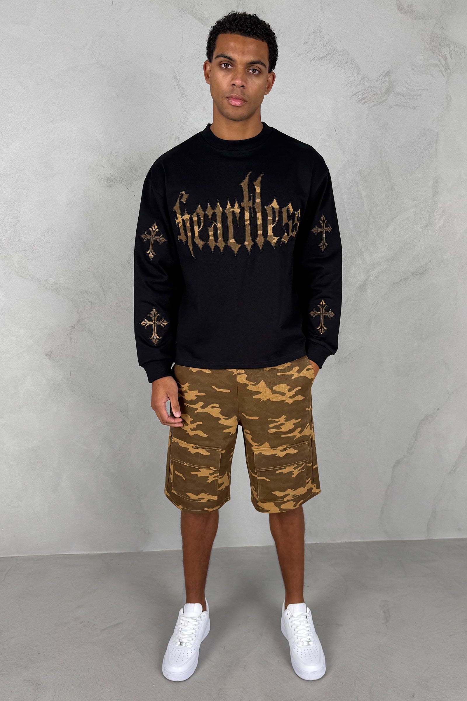 Relaxed Camo Cargo Shorts - Sand Camo