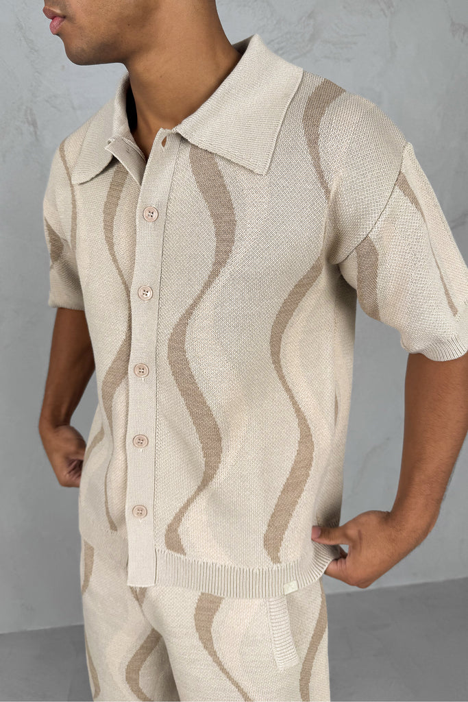 Boxy Flow Knitted Shirt - Off White