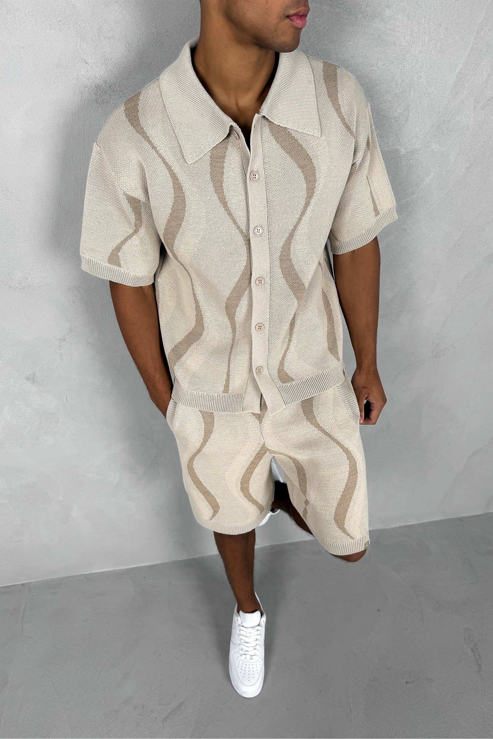 Boxy Flow Knitted Shirt - Off White