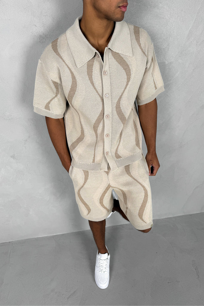 Boxy Flow Knitted Shirt - Off White