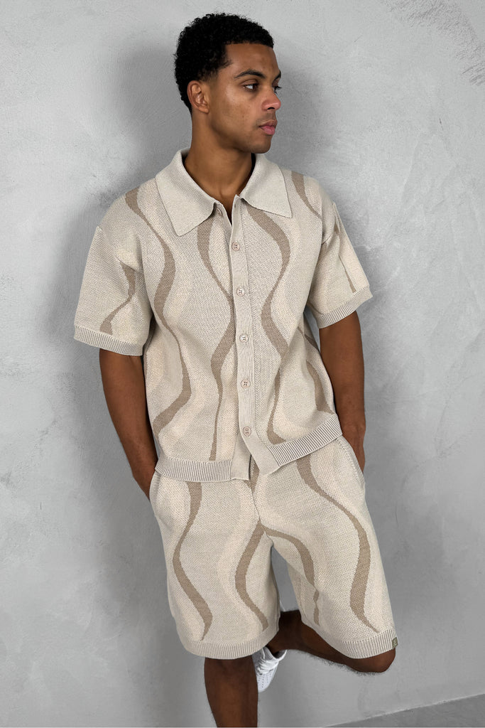 Boxy Flow Knitted Shirt - Off White