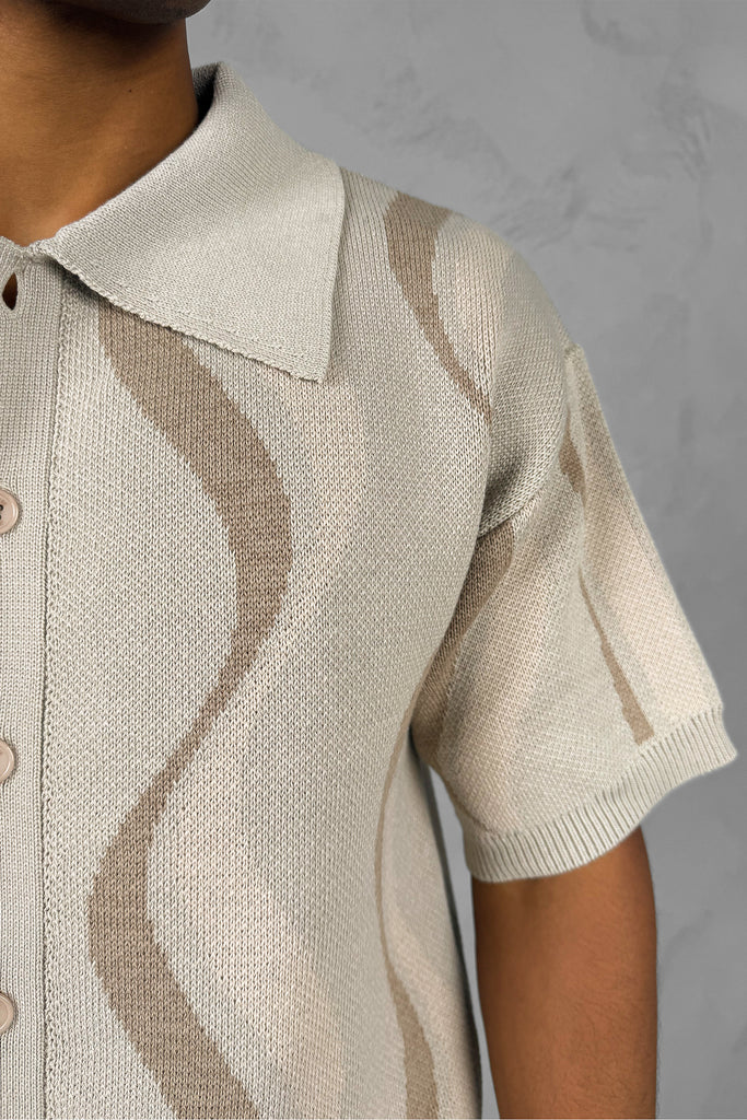 Boxy Flow Knitted Shirt - Off White