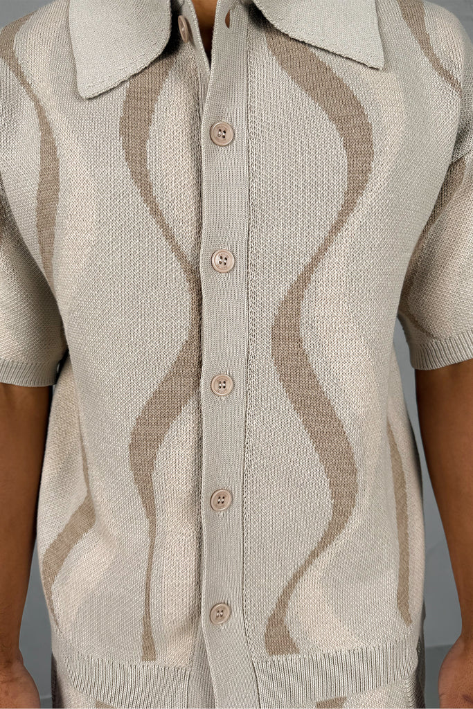 Boxy Flow Knitted Shirt - Off White