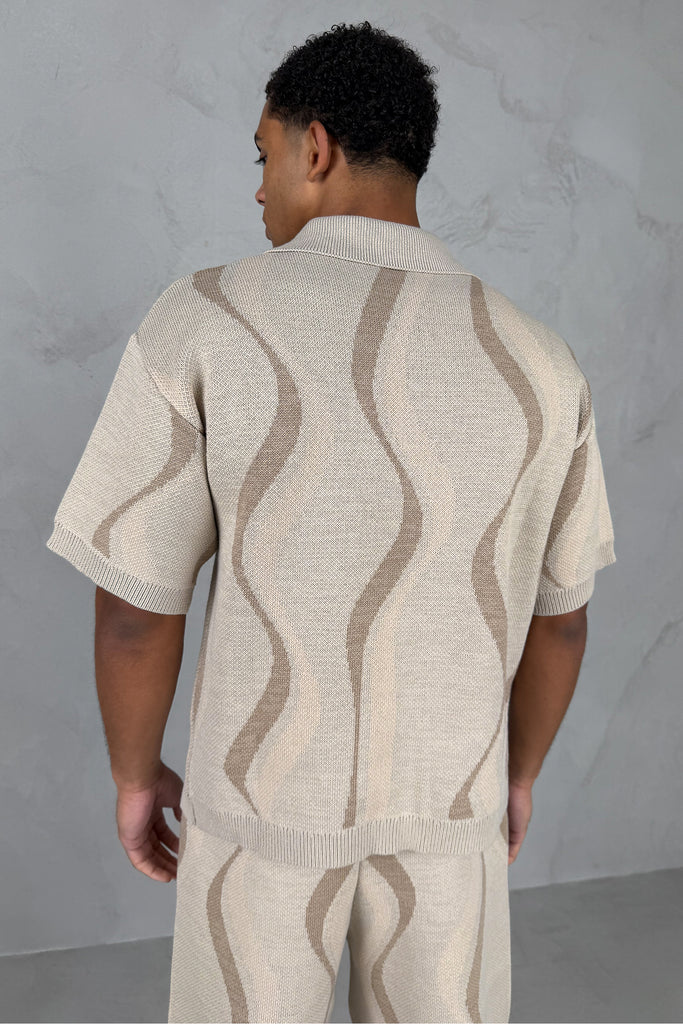 Boxy Flow Knitted Shirt - Off White