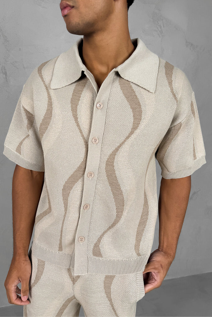 Boxy Flow Knitted Shirt - Off White