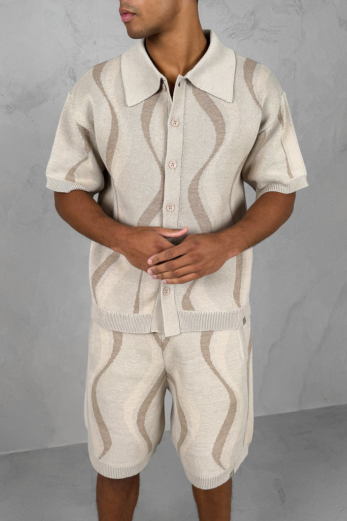 Boxy Flow Knitted Shirt - Off White
