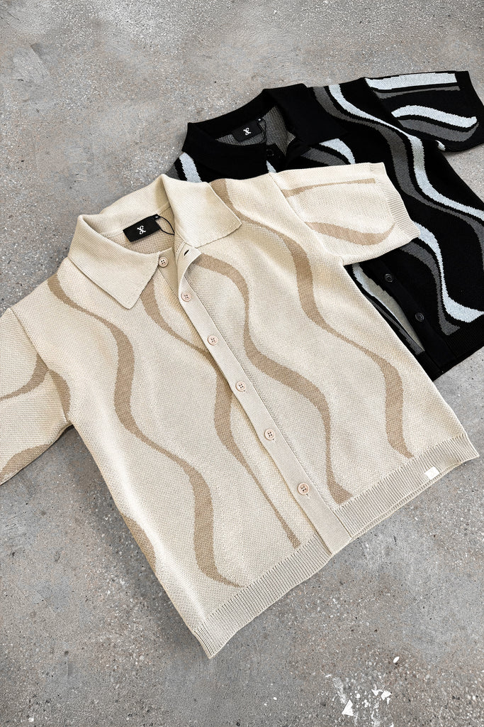 Boxy Flow Knitted Shirt - Off White