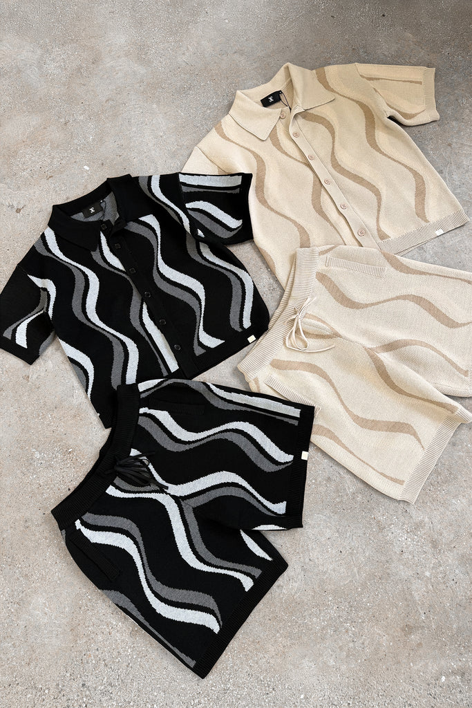 Boxy Flow Knitted Shirt - Black