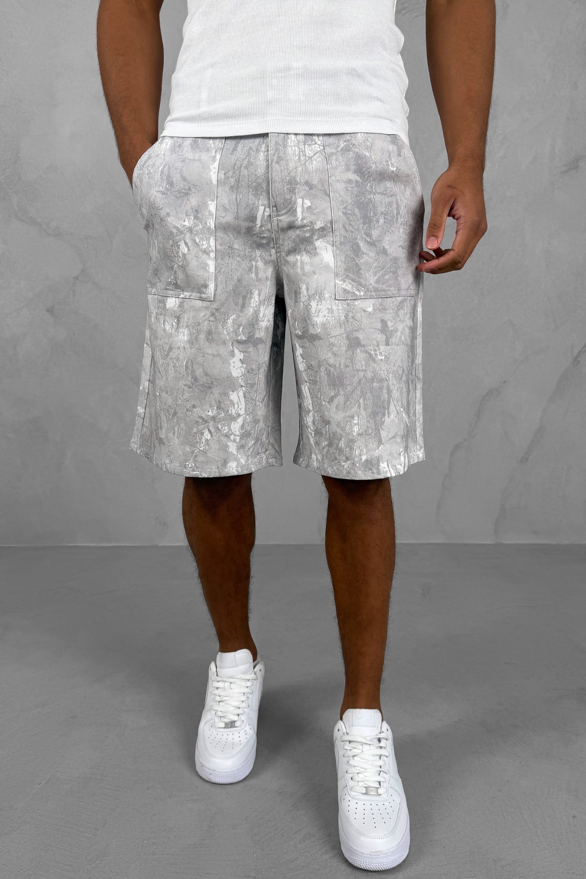 Real Tree Denim Shorts - Grey