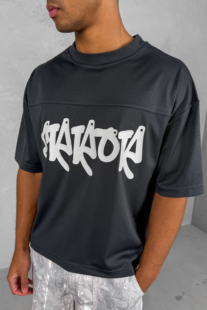 Error Boxy Mesh T-Shirt - Charcoal