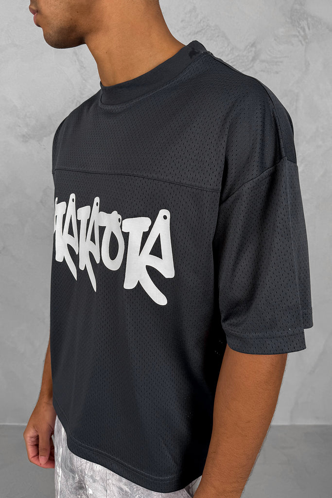 Error Boxy Mesh T-Shirt - Charcoal