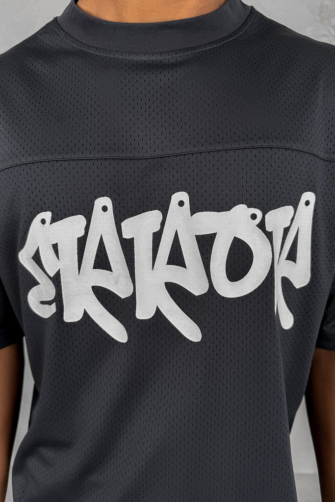 Error Boxy Mesh T-Shirt - Charcoal