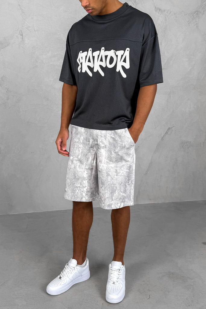 Error Boxy Mesh T-Shirt - Charcoal