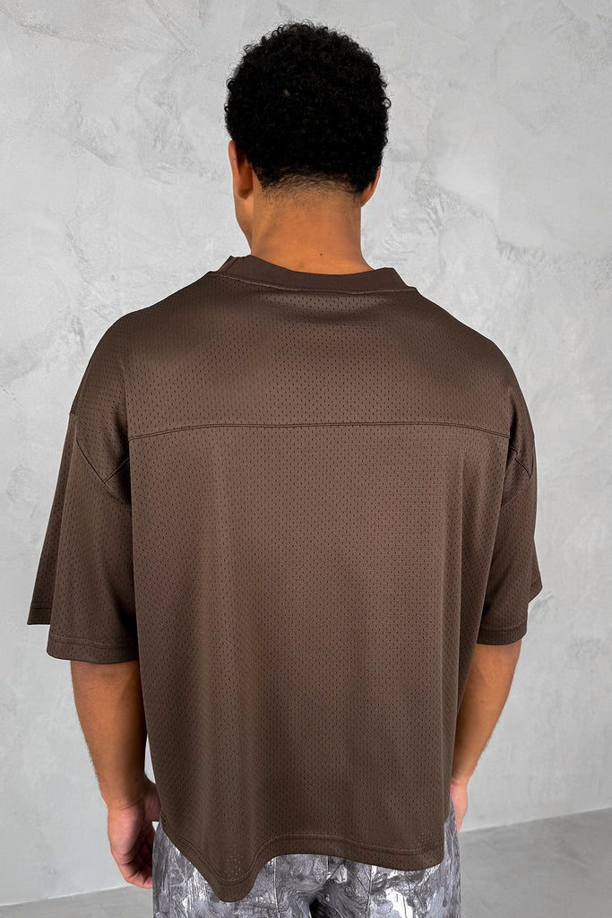 Error Boxy Mesh T-Shirt - Khaki Brown