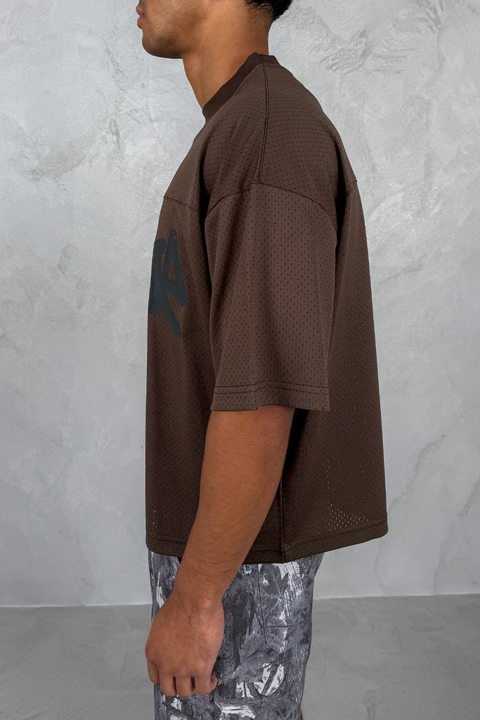 Error Boxy Mesh T-Shirt - Khaki Brown