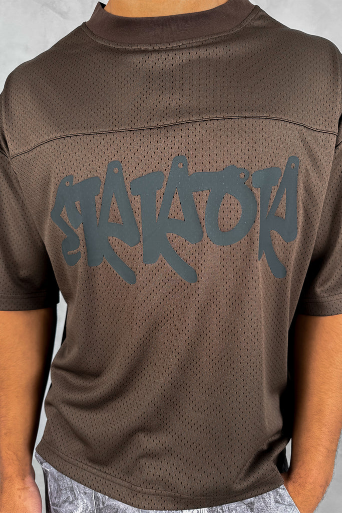 Error Boxy Mesh T-Shirt - Khaki Brown