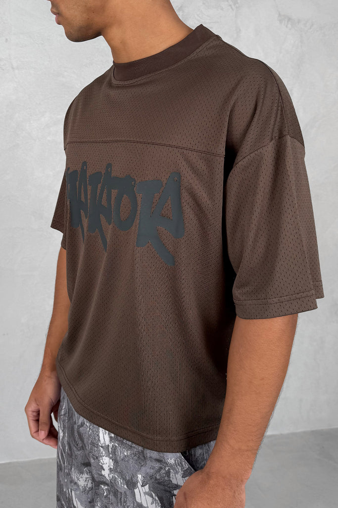 Error Boxy Mesh T-Shirt - Khaki Brown