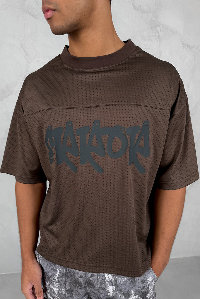 Error Boxy Mesh T-Shirt - Khaki Brown