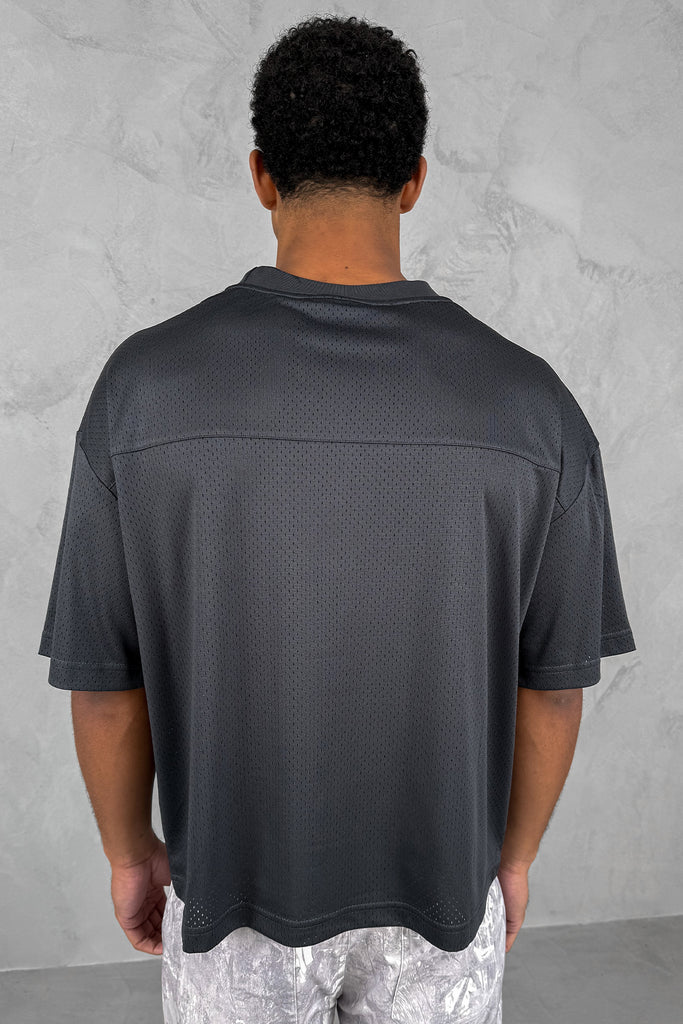 Error Boxy Mesh T-Shirt - Charcoal