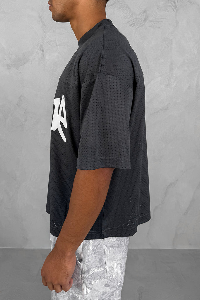 Error Boxy Mesh T-Shirt - Charcoal