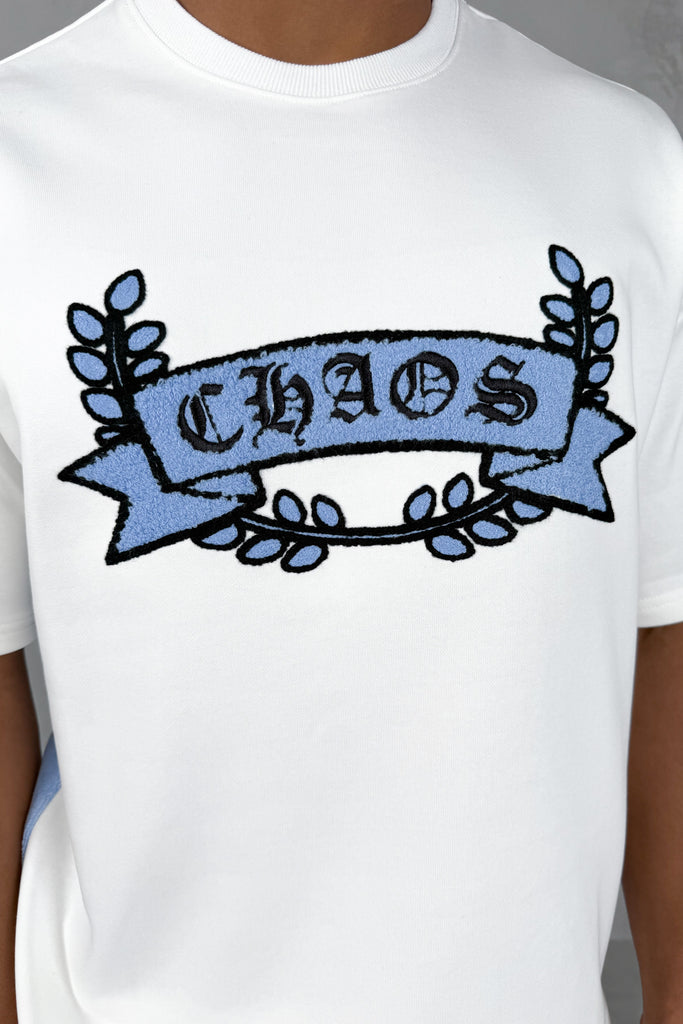 Chaos Crest T-Shirt - White/Pale Blue