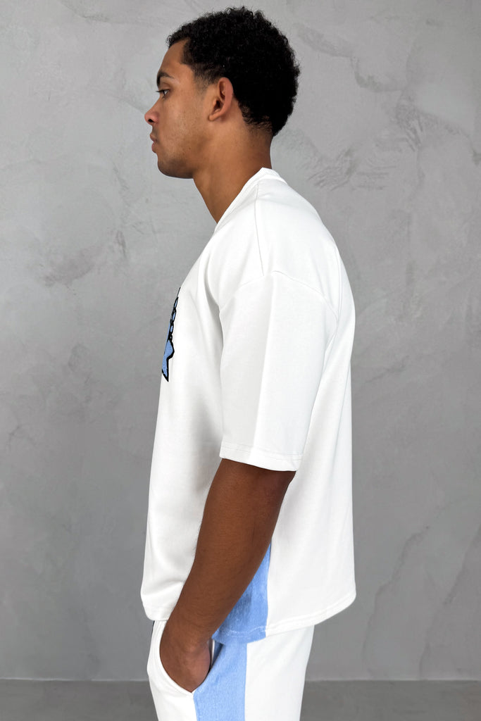 Chaos Crest T-Shirt - White/Pale Blue