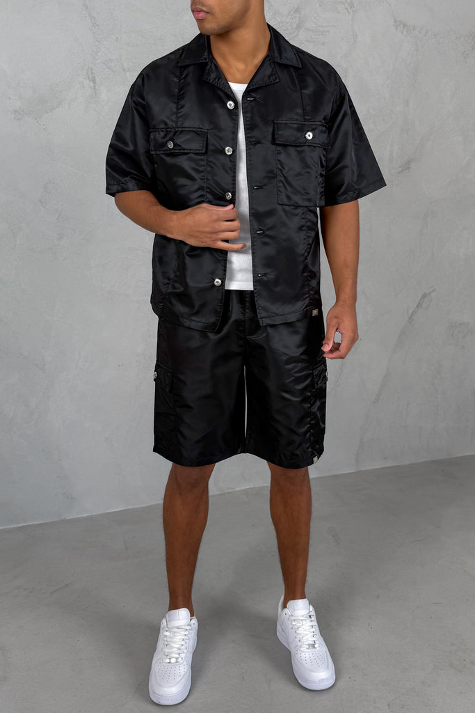 Boxy Nylon Oversized Shirt - Black