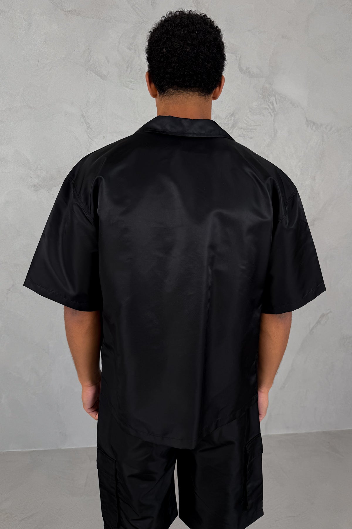 Boxy Nylon Oversized Shirt - Black