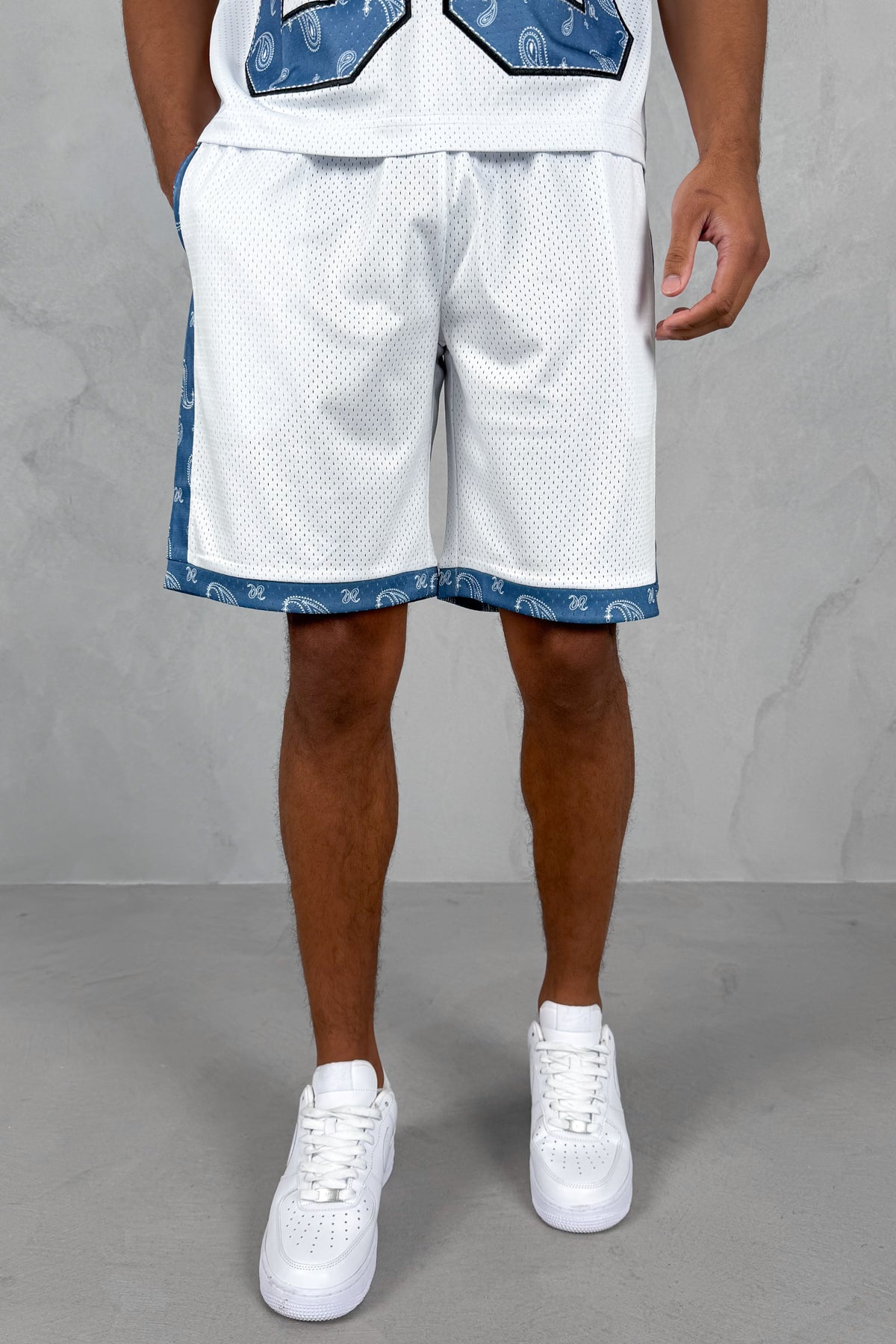 Paisley Mesh Shorts - White