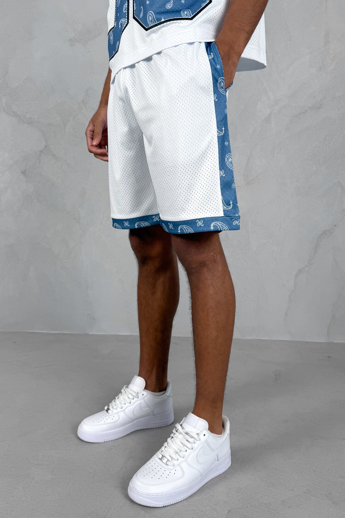 Paisley Mesh Shorts - White