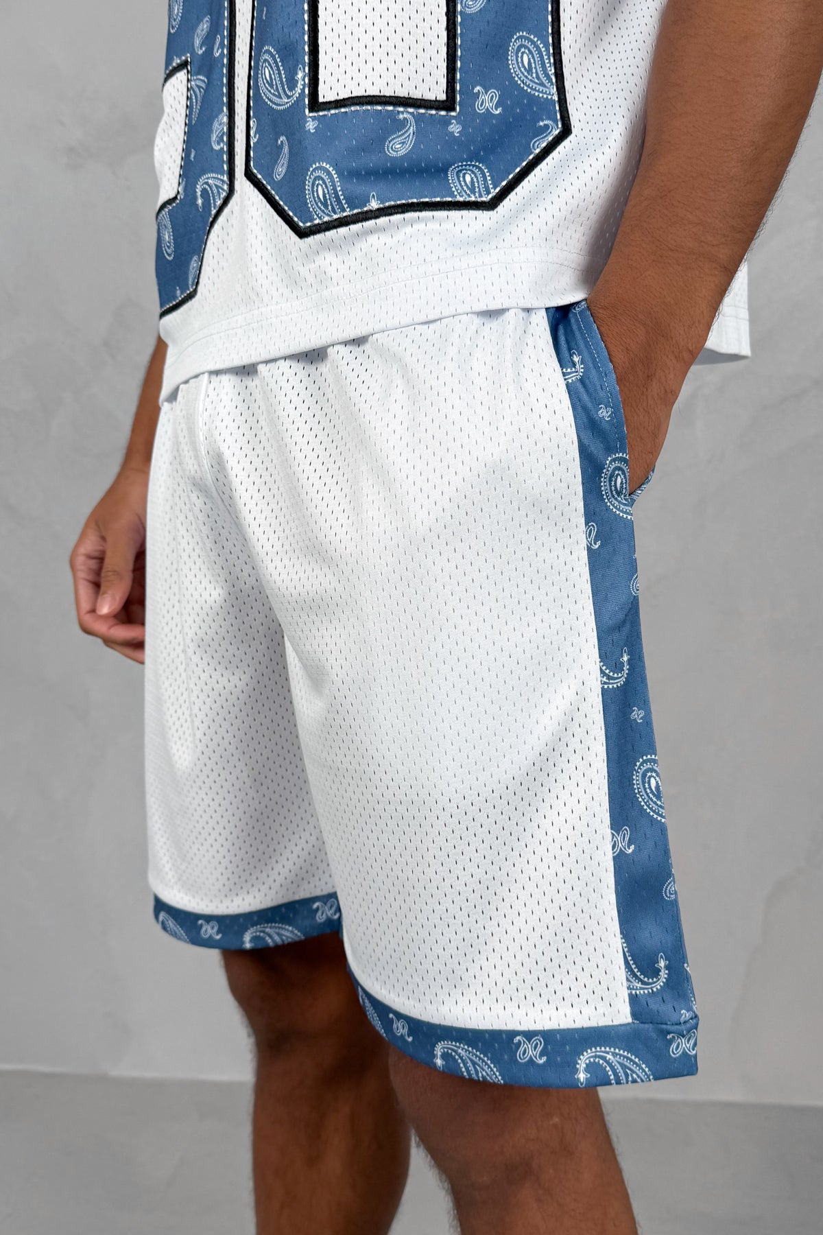 Paisley Mesh Shorts - White