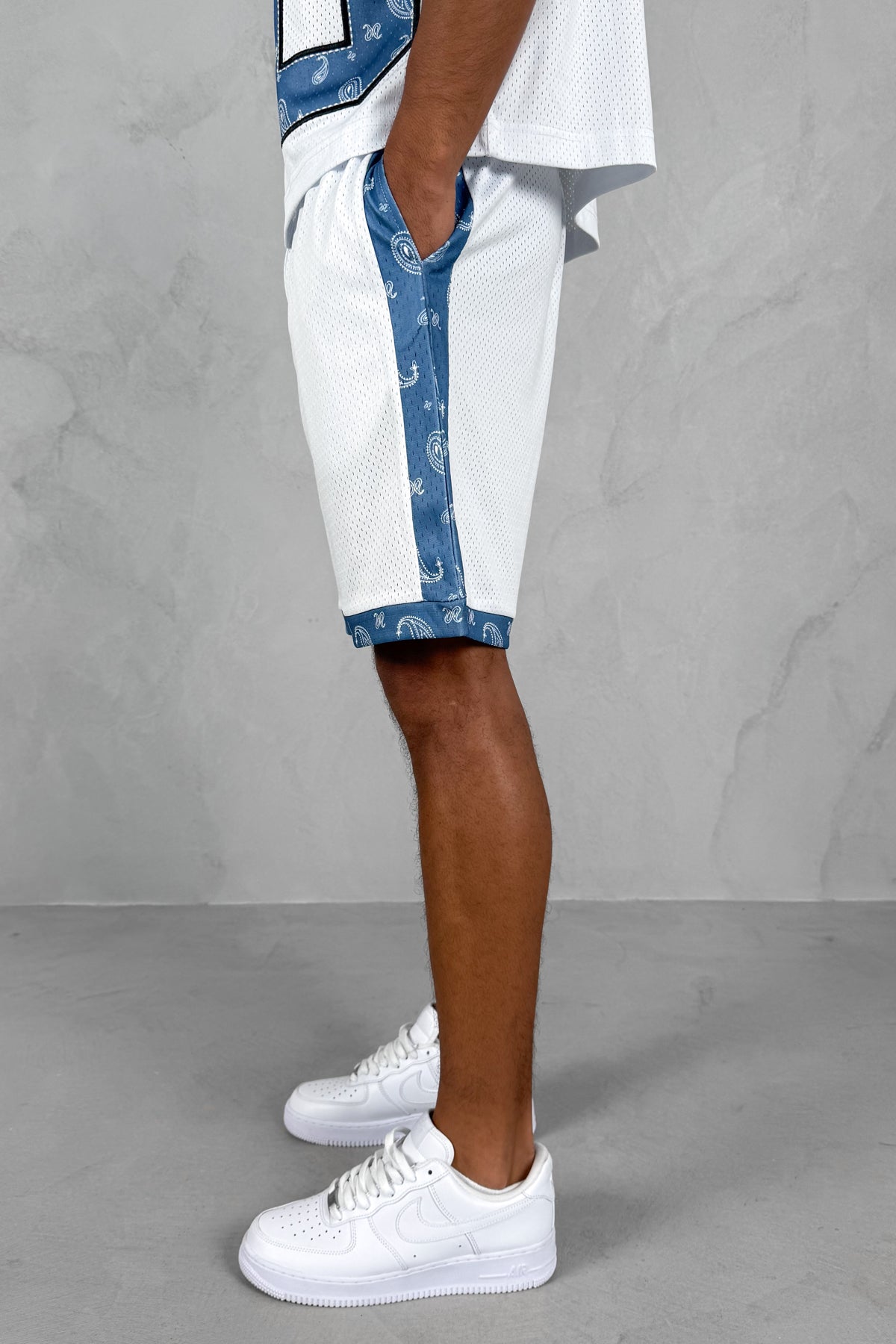 Paisley Mesh Shorts - White