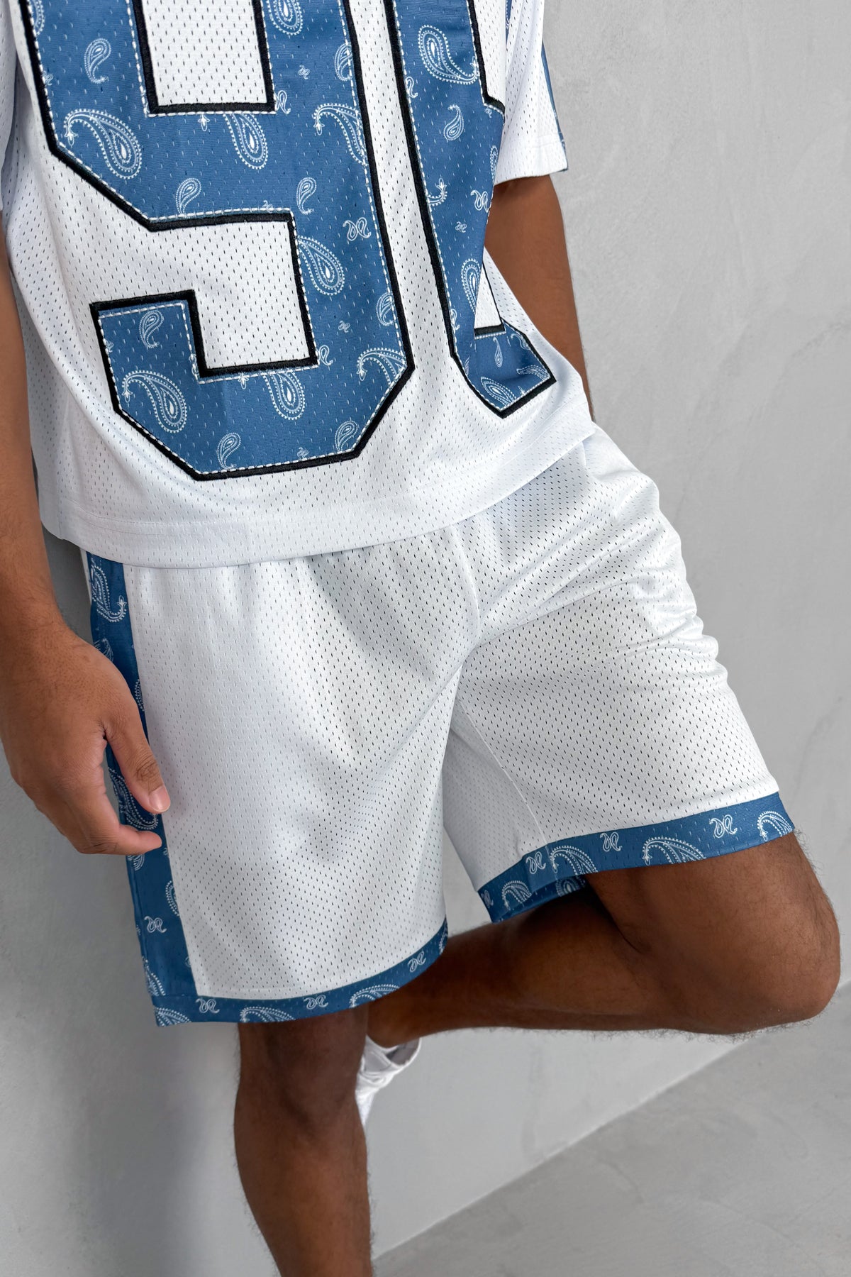 Paisley Boxy Mesh Jersey - White
