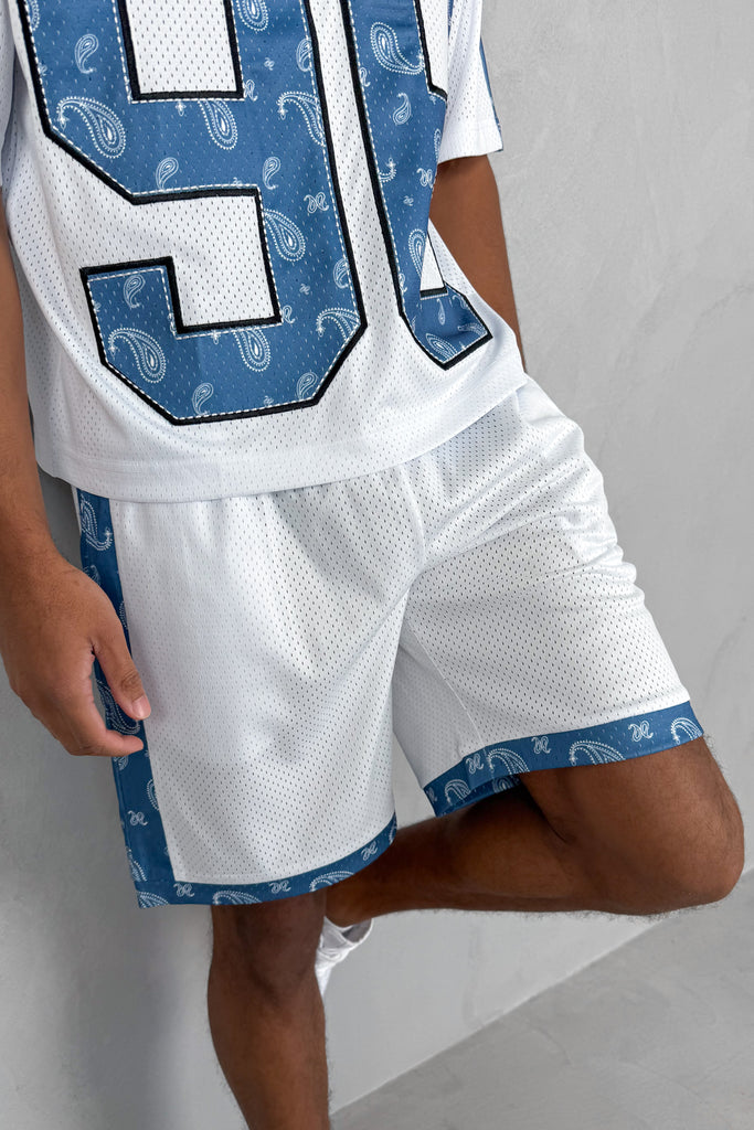 Paisley Boxy Mesh Jersey - White