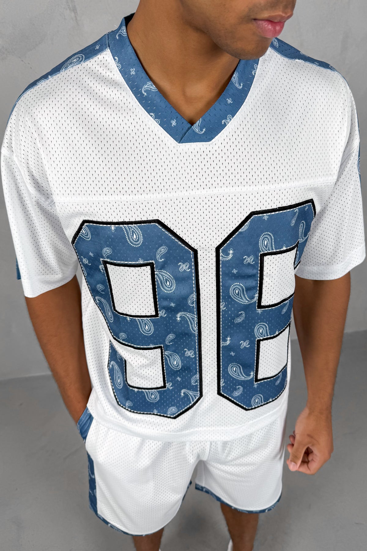 Paisley Boxy Mesh Jersey - White
