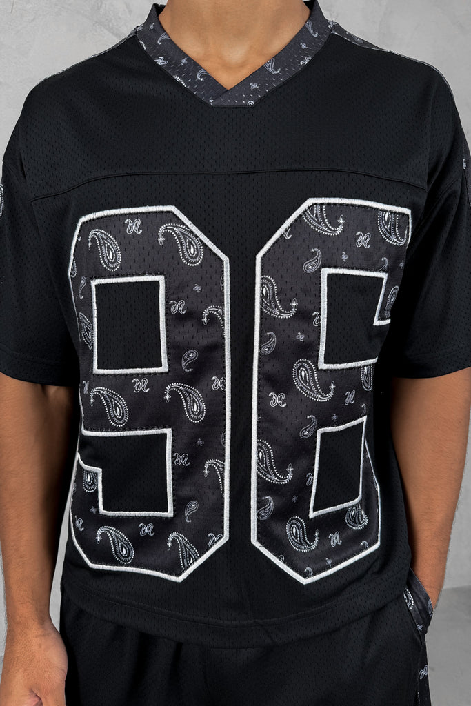 Paisley Boxy Mesh Jersey - Black