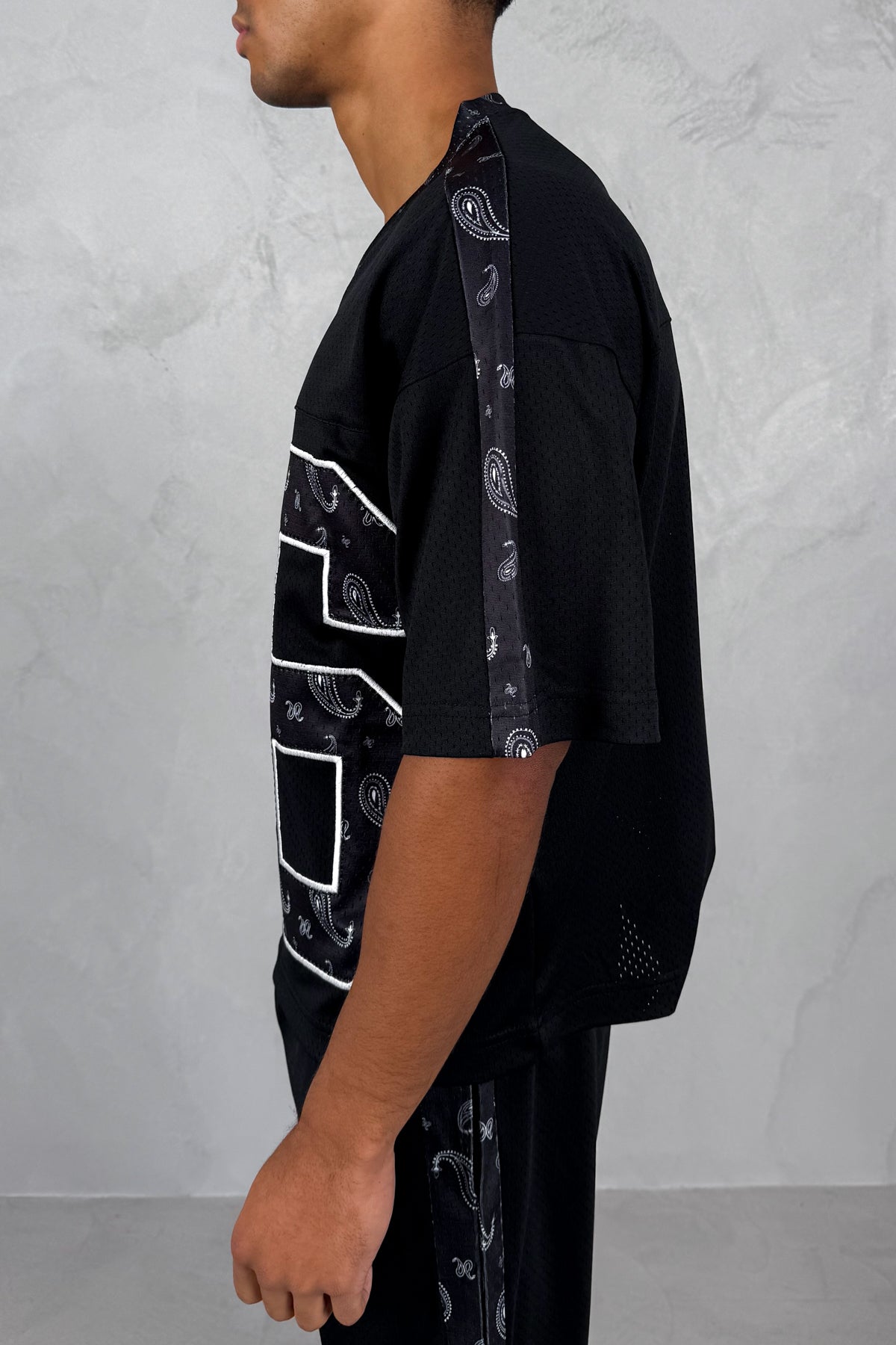 Paisley Boxy Mesh Jersey - Black