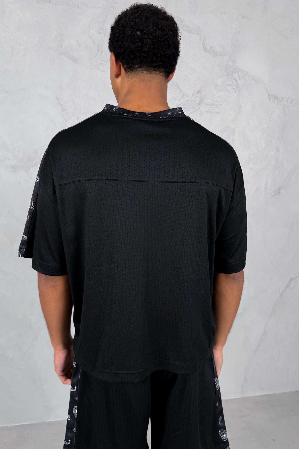 Paisley Boxy Mesh Jersey - Black