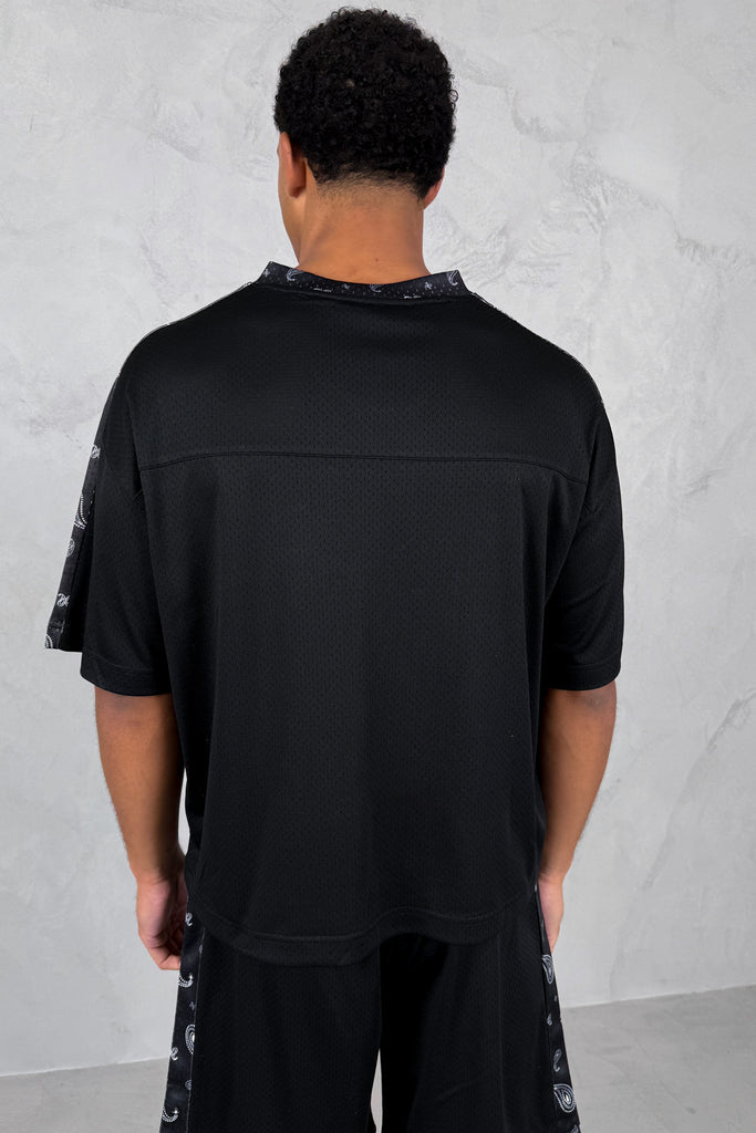 Paisley Boxy Mesh Jersey - Black