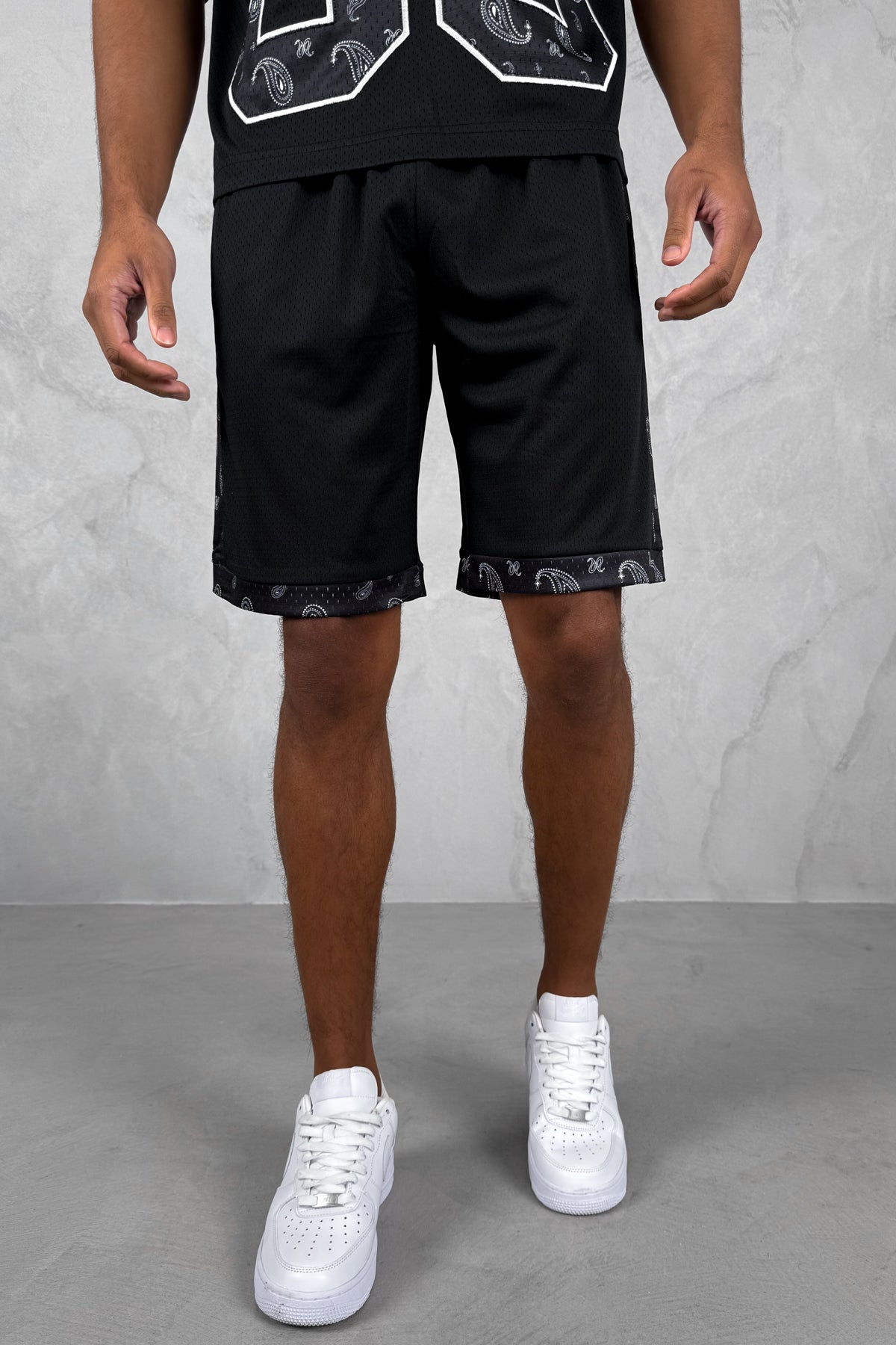 Paisley Mesh Shorts - Black