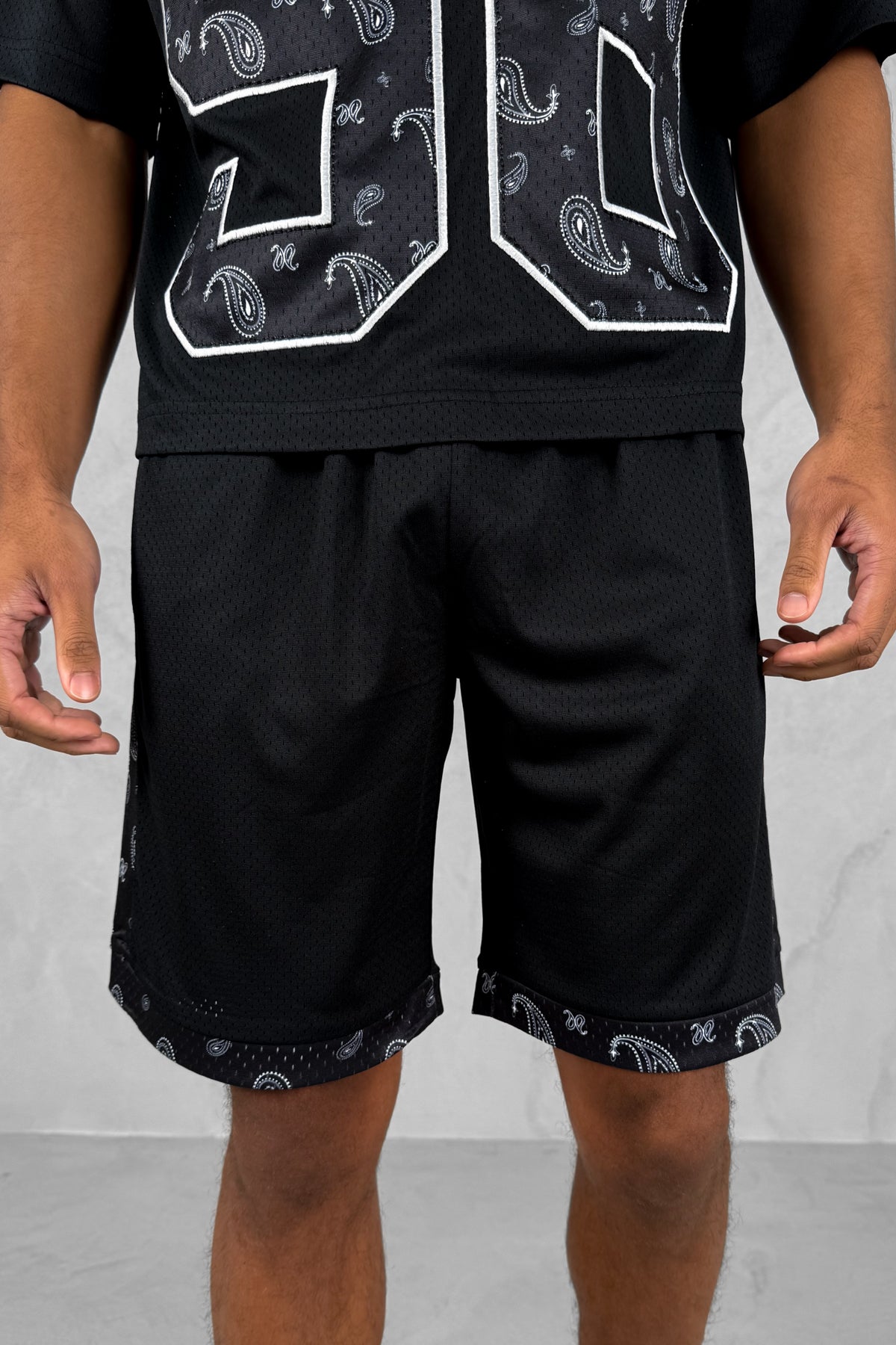Paisley Mesh Shorts - Black