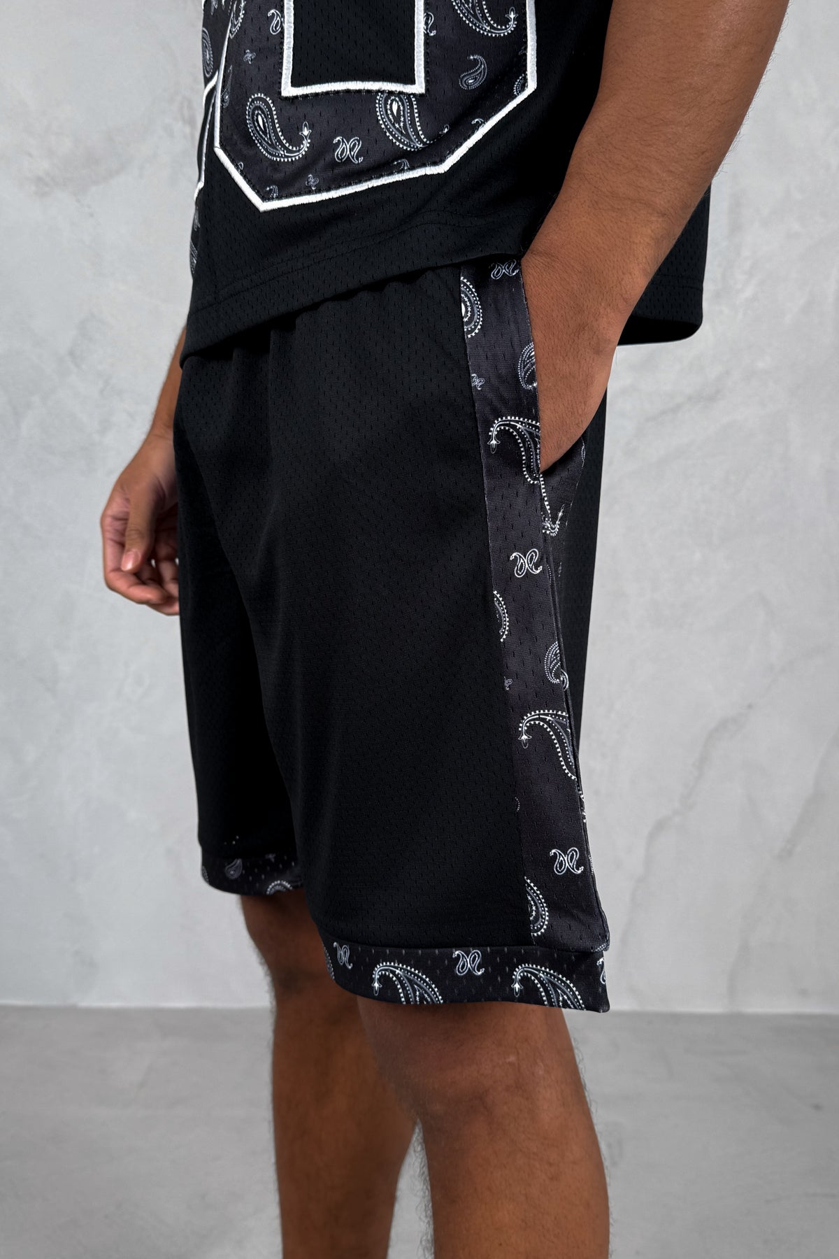 Paisley Mesh Shorts - Black