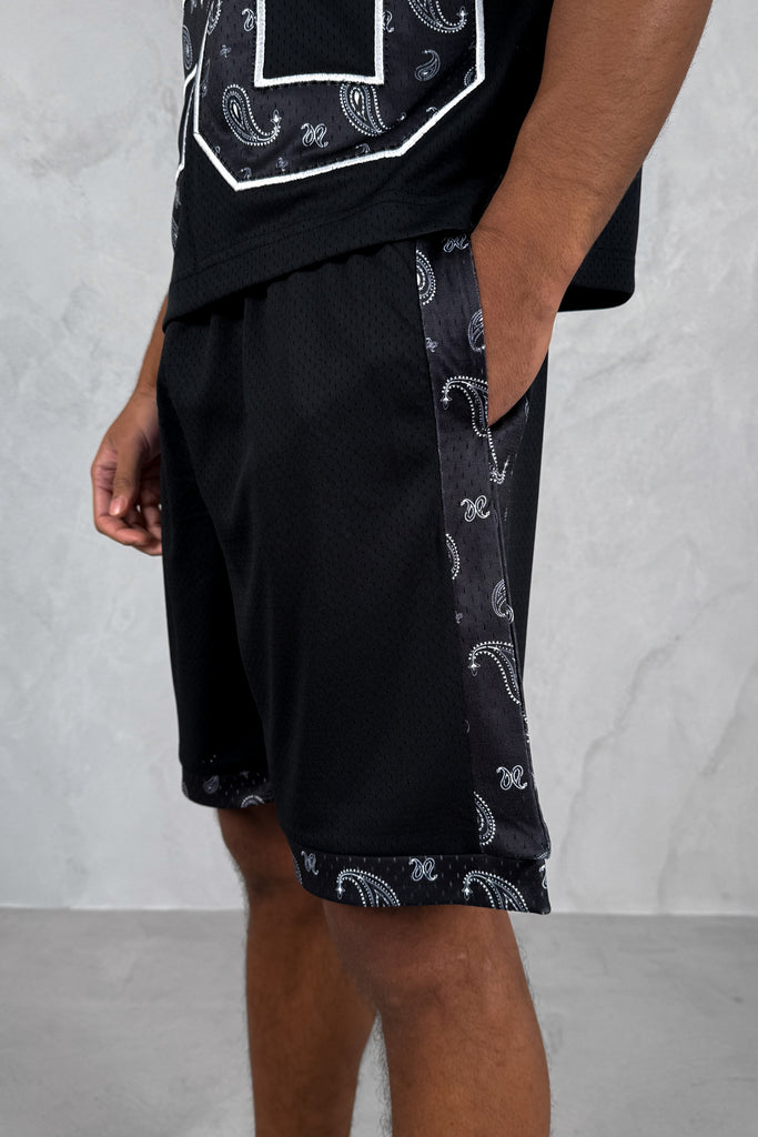 Paisley Mesh Shorts - Black