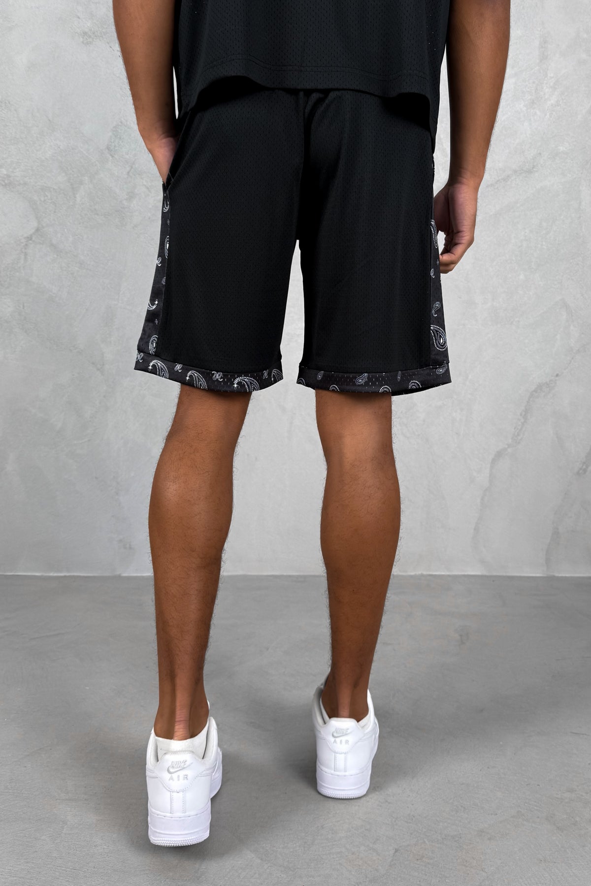 Paisley Mesh Shorts - Black