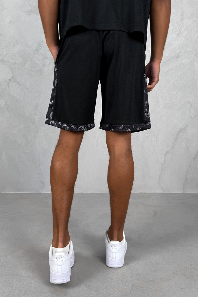 Paisley Mesh Shorts - Black