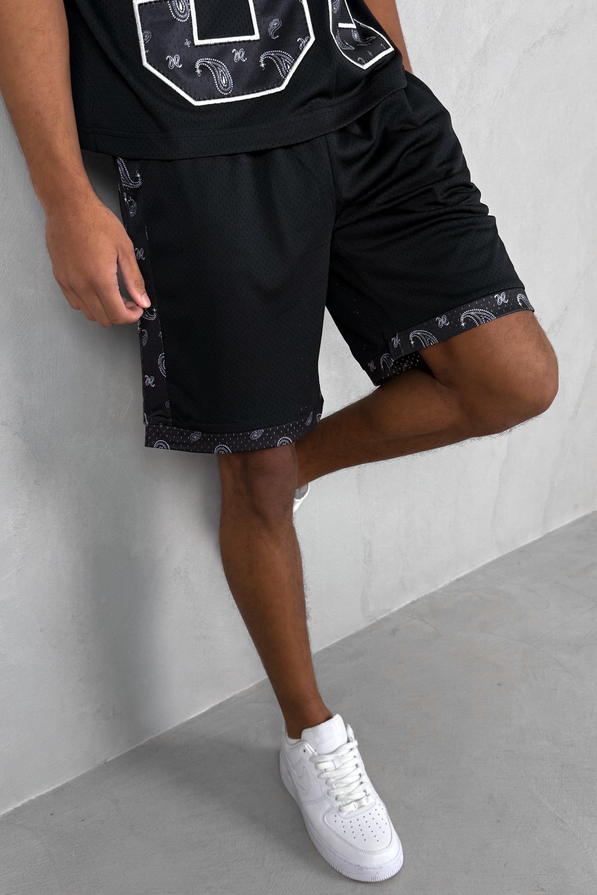 Paisley Boxy Mesh Jersey - Black