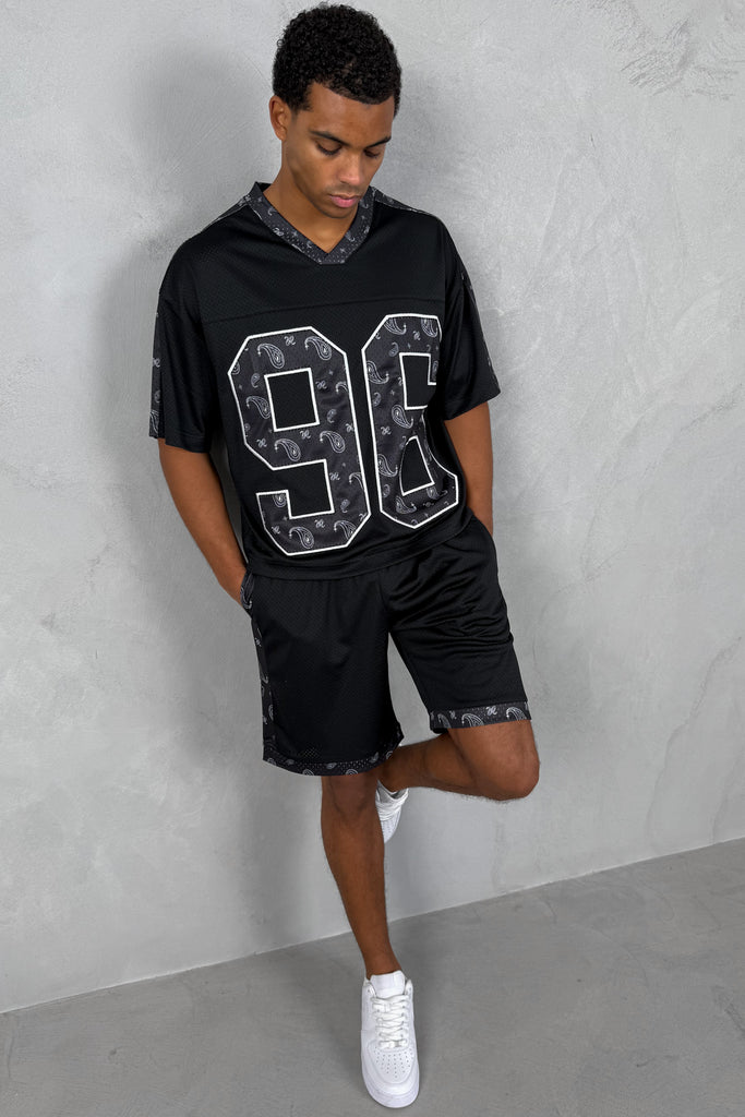 Paisley Boxy Mesh Jersey - Black