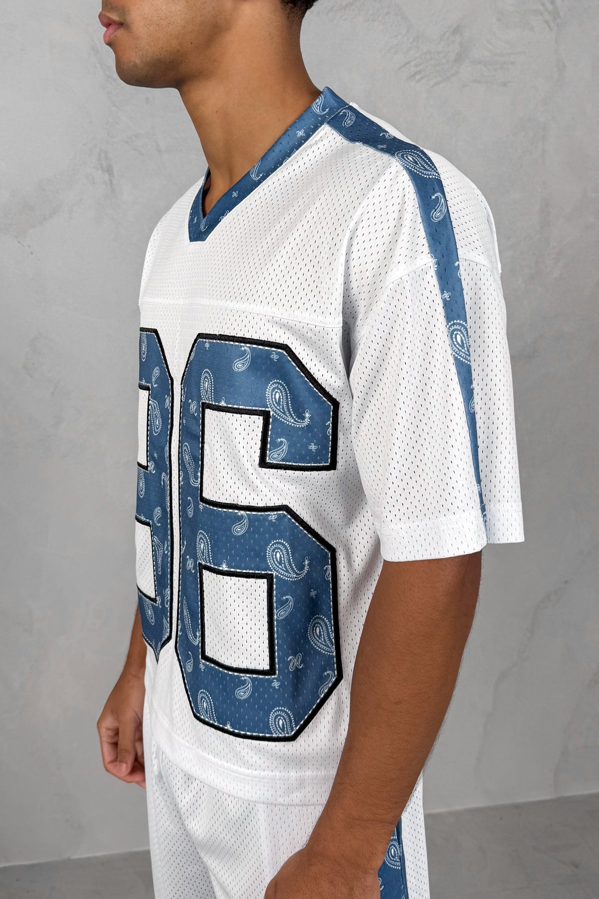 Paisley Boxy Mesh Jersey - White