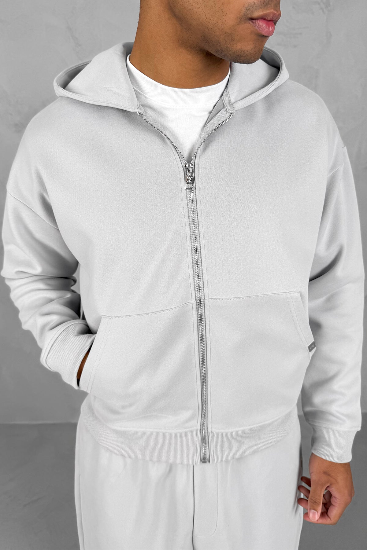 Boxy Sweat Hoody - Light Grey