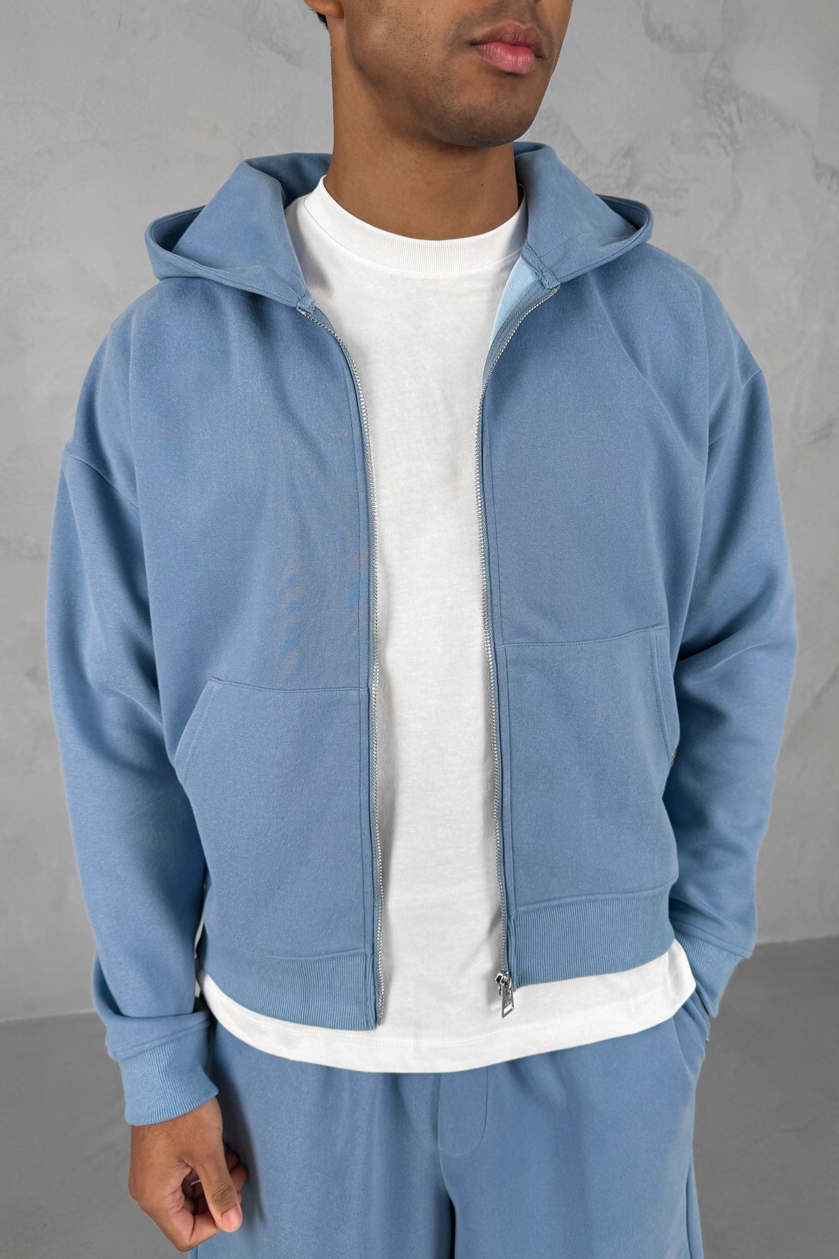 Boxy Sweat Hoody - Pastel Blue
